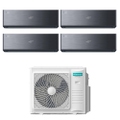 Immagine di Hisense ENERGY PRO X Climatizzatore a parete quadri split inverter Wi-Fi nero | unità esterna R32 10 kW unità interne 9000+9000+9000+18000 BTU 5AMW105U4RQC+QH[25|25|25]XV4BG+QH[50]BV0BG
