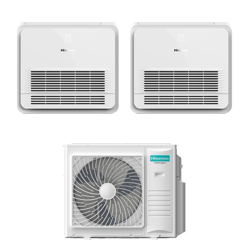 Immagine di Hisense CONSOLE Climatizzatore console da pavimento dual split inverter bianco | unità esterna R32 10 kW unità interne 12000+18000 BTU 5AMW105U4RQC+AKT[35|52]UR4RK8