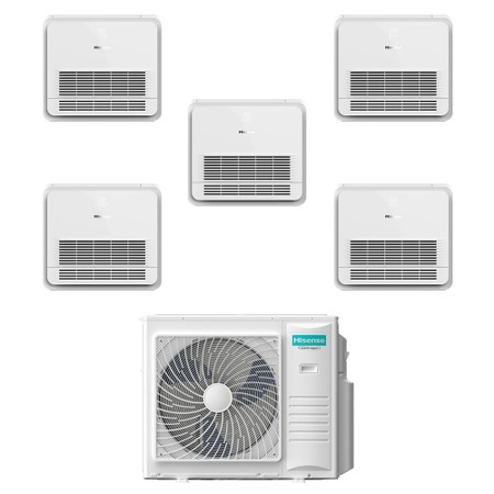 Immagine di Hisense CONSOLE Climatizzatore console da pavimento penta split inverter bianco | unità esterna R32 10 kW unità interne 9000+9000+9000+9000+9000 BTU 5AMW105U4RQC+AKT[26|26|26|26|26]UR4RK8