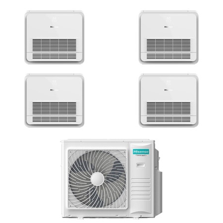 Immagine di Hisense CONSOLE Climatizzatore console da pavimento quadri split inverter Wi-Fi bianco | unità esterna R32 10 kW unità interne 9000+9000+9000+9000 BTU 5AMW105U4RQC+AKT[26|26|26|26]UR4RK8
