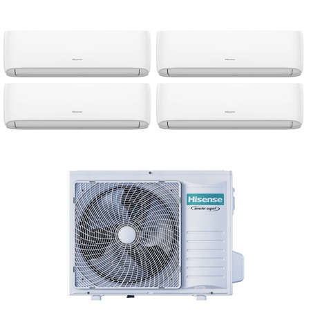 Immagine di Hisense HI COMFORT Climatizzatore a parete quadri split inverter Wi-Fi bianco | unità esterna R32 8 kW unità interne 7000+7000+7000+7000 BTU 4AMW81U4RJC+CF[20|20|20|20]YR4BG