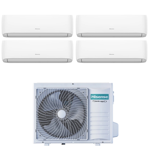 Immagine di Hisense HI COMFORT Climatizzatore a parete quadri split inverter Wi-Fi bianco | unità esterna R32 8 kW unità interne 7000+7000+7000+7000 BTU 4AMW81U4RJC+CF[20|20|20|20]YR4BG
