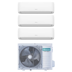 Immagine di Hisense HI COMFORT Climatizzatore a parete trial split inverter Wi-Fi bianco | unità esterna R32 8 kW unità interne 7000+7000+7000 BTU 4AMW81U4RJC+CF[20|20|20]YR4BG