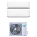 Immagine di Hisense HI COMFORT Climatizzatore a parete dual split inverter Wi-Fi bianco | unità esterna R32 8 kW unità interne 7000+18000 BTU 4AMW81U4RJC+CF[20]YR4BG+CF[50]XS1GG