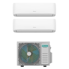 Immagine di Hisense HI COMFORT Climatizzatore a parete dual split inverter Wi-Fi bianco | unità esterna R32 5 kW unità interne 7000+7000 BTU 2AMW52U4RXC+CF[20|20]YR4BG
