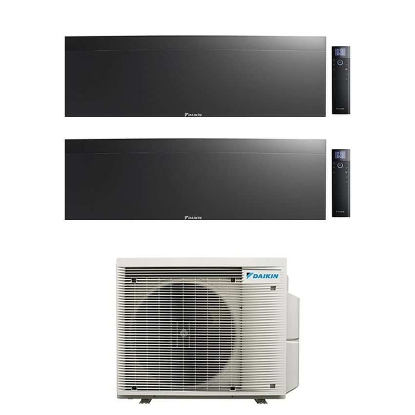 Immagine di Daikin EMURA Climatizzatore a parete dual split inverter Wi-Fi nero | unità esterna R32 4 kW unità interne 9000+12000 BTU 3MXM40A9+FTXJ[25|35]AB9