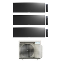 Immagine di Daikin EMURA Climatizzatore a parete trial split inverter Wi-Fi nero | unità esterna R32 6.8 kW unità interne 7000+9000+18000 BTU 3MXM68A9+FTXJ[20|25|50]AB9