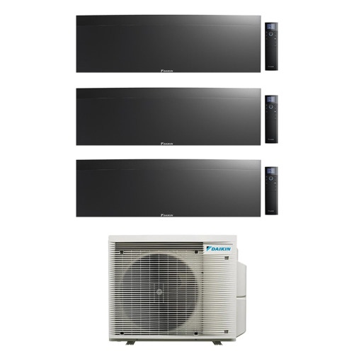 Immagine di Daikin EMURA Climatizzatore a parete trial split inverter Wi-Fi nero | unità esterna R32 6.8 kW unità interne 12000+12000+12000 BTU 3MXM68A9+FTXJ[35|35|35]AB9