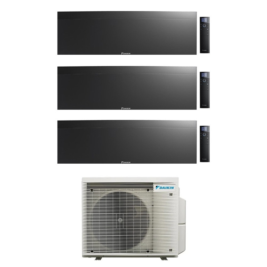 Immagine di Daikin EMURA Climatizzatore a parete trial split inverter Wi-Fi nero | unità esterna R32 6.8 kW unità interne 7000+7000+15000 BTU 4MXM68A9+FTXJ[20|20|42]AB9