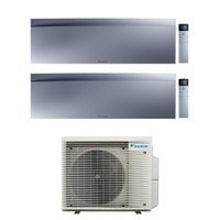 Immagine di Daikin EMURA Climatizzatore a parete dual split inverter Wi-Fi silver | unità esterna R32 5 kW unità interne 7000+15000 BTU 2MXM50A9+FTXJ[20|42]AS9