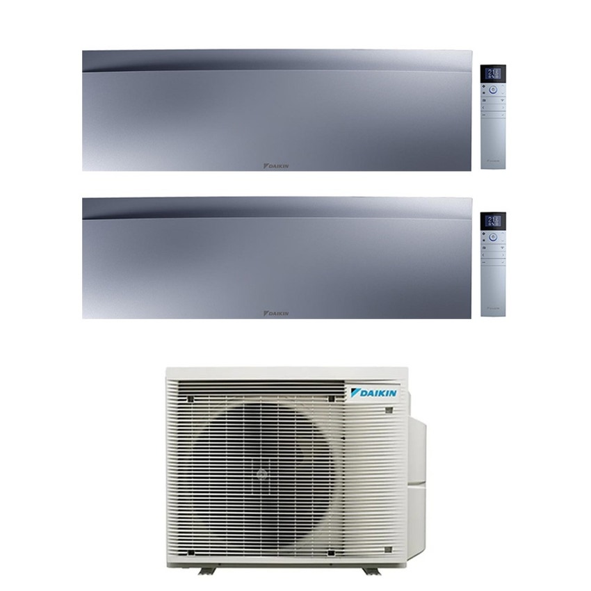 Immagine di Daikin EMURA Climatizzatore a parete dual split inverter Wi-Fi silver | unità esterna R32 6.8 kW unità interne 12000+15000 BTU 3MXM68A9+FTXJ[35|42]AS9