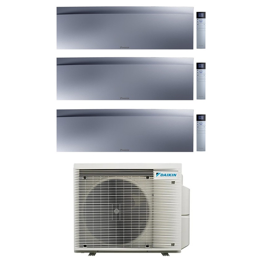 Immagine di Daikin EMURA Climatizzatore a parete trial split inverter Wi-Fi silver | unità esterna R32 6.8 kW unità interne 7000+7000+15000 BTU 3MXM68A9+FTXJ[20|20|42]AS9