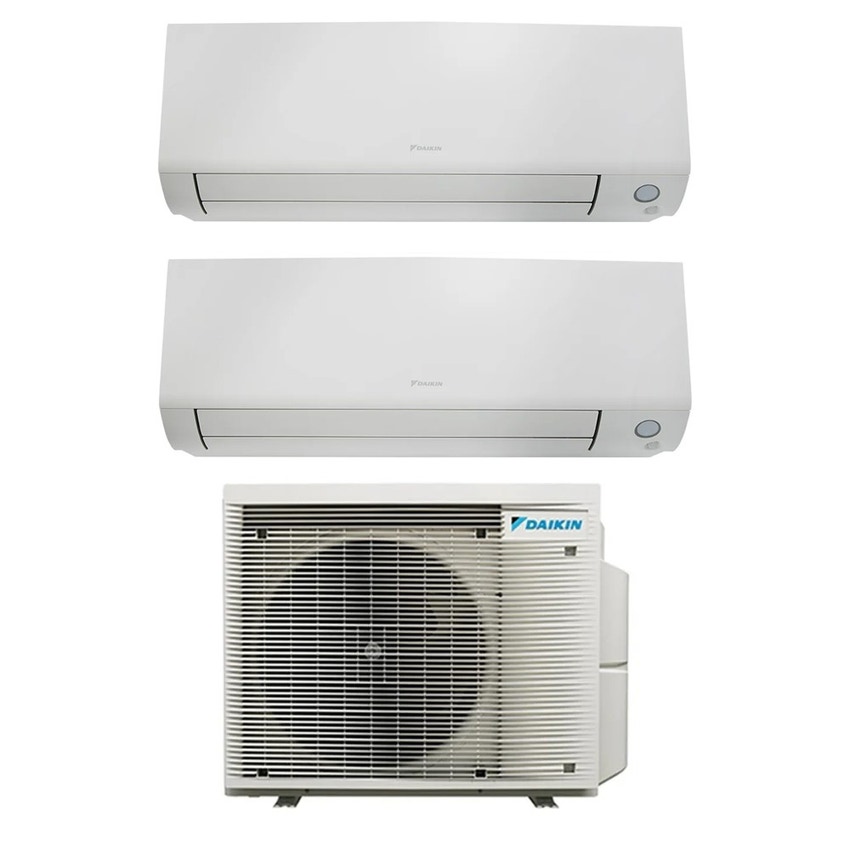 Immagine di Daikin PERFERA ALL SEASON Climatizzatore a parete dual split inverter Wi-Fi bianco | unità esterna R32 4 kW unità interne 5000+12000 BTU 2MXM40A9+CTXM[15]A+FTXM[35]A