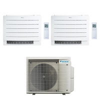 Immagine di Daikin PERFERA PAVIMENTO Climatizzatore a pavimento dual split inverter Wi-Fi bianco | unità esterna R32 6.5 kW unità interne 9000+12000 BTU 2MXM68A9+FVXM[25|35]B