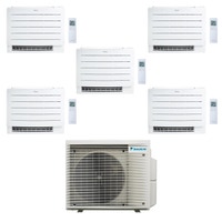 Immagine di Daikin PERFERA PAVIMENTO Climatizzatore a pavimento penta split inverter Wi-Fi bianco | unità esterna R32 7.8 kW unità interne 9000+9000+9000+9000+12000 BTU 5MXM90A9+FVXM[25|25|25|25|35]B