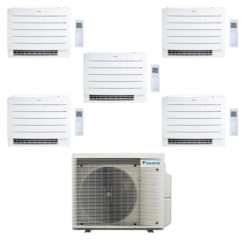 Immagine di Daikin PERFERA PAVIMENTO Climatizzatore a pavimento penta split inverter Wi-Fi bianco | unità esterna R32 7.8 kW unità interne 7000+7000+12000+12000+12000 BTU 5MXM90A9+CVXM[20|20]B+FVXM[35|35|35]B