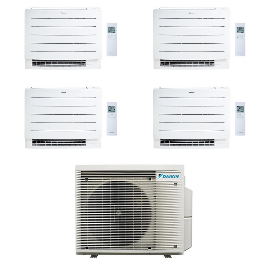 Immagine di Daikin PERFERA PAVIMENTO Climatizzatore a pavimento quadri split inverter Wi-Fi bianco | unità esterna R32 7.8 kW unità interne 9000+9000+9000+9000 BTU 5MXM90A9+FVXM[25|25|25|25]B