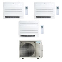 Immagine di Daikin PERFERA PAVIMENTO Climatizzatore a pavimento trial split inverter Wi-Fi bianco | unità esterna R32 6.8 kW unità interne 9000+9000+12000 BTU 3MXM68A9+FVXM[25|25|35]B