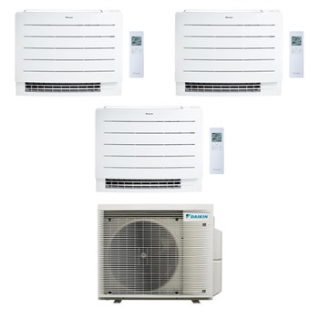 Immagine di Daikin PERFERA PAVIMENTO Climatizzatore a pavimento trial split inverter Wi-Fi bianco | unità esterna R32 7.8 kW unità interne 18000+18000+18000 BTU 5MXM90A9+FVXM[50|50|50]B