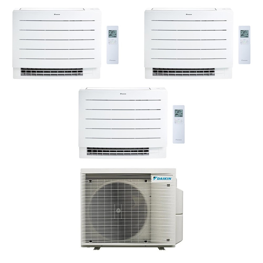 Immagine di Daikin PERFERA PAVIMENTO Climatizzatore a pavimento trial split inverter Wi-Fi bianco | unità esterna R32 7.8 kW unità interne 9000+12000+12000 BTU 5MXM90A9+FVXM[25|35|35]B