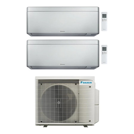 Immagine di Daikin STYLISH Climatizzatore a parete dual split inverter Wi-Fi silver | unità esterna R32 7.4 kW unità interne 18000+18000 BTU 4MXM80A9+FTXA[50|50]CS