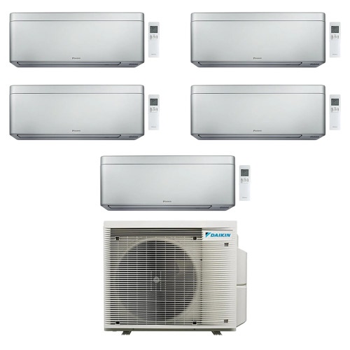 Immagine di Daikin STYLISH Climatizzatore a parete penta split inverter Wi-Fi silver | unità esterna R32 7.8 kW unità interne 5000+7000+9000+12000+18000 BTU 5MXM90A9+CTXA[15]CS+FTXA[20|25|35|50]CS