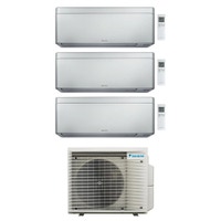 Immagine di Daikin STYLISH Climatizzatore a parete trial split inverter Wi-Fi silver | unità esterna R32 5 kW unità interne 5000+12000+12000 BTU 3MXM52A9+CTXA[15]CS+FTXA[35|35]CS