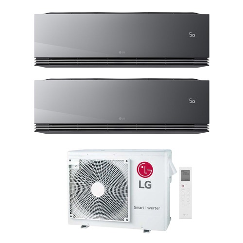 Immagine di LG ARTCOOL Mirror AI Climatizzatore a parete dual split inverter Wi-Fi mirror | unità esterna R32 7 kW unità interne 9000+9000 BTU MU4R25.U22+AA[09|09]SP.NS1