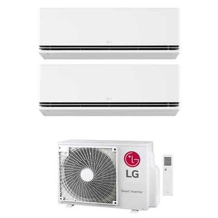 Immagine di LG DUALCOOL Deluxe AI Climatizzatore a parete dual split inverter Wi-Fi bianco | unità esterna R32 4.1 kW unità interne 9000+9000 BTU MU2R15.U13+H[09|09]S1DA.NS1