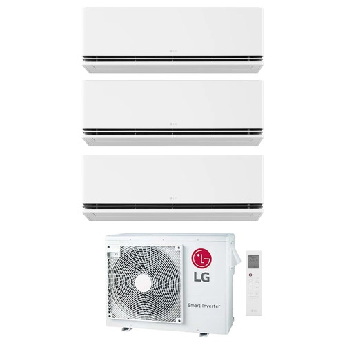 Immagine di LG DUALCOOL Deluxe AI Climatizzatore a parete trial split inverter Wi-Fi bianco | unità esterna R32 7 kW unità interne 9000+9000+9000 BTU MU4R25.U22+H[09|09|09]S1DA.NS1