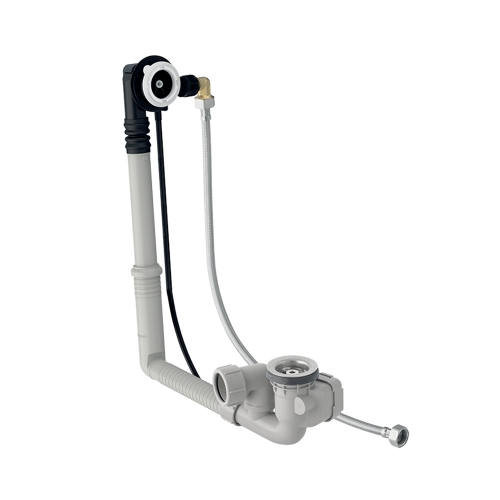 Immagine di Geberit sifone per vasca da bagno con azionamento a rotazione ed erogazione al troppopieno, d52, lunghezza 28 cm, principio controflusso 150.704.00.6