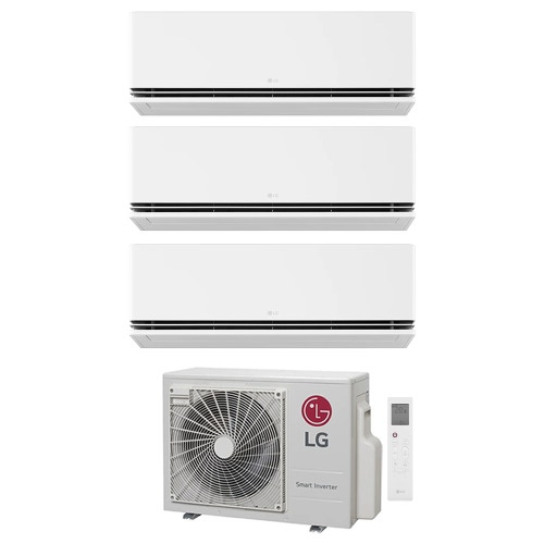 Immagine di LG DUALCOOL Premium AI Climatizzatore a parete trial split inverter Wi-Fi bianco | unità esterna R32 5.3 kW unità interne 9000+9000+9000 BTU MU3R19.U23+H[09|09|09]S1PA.NS1