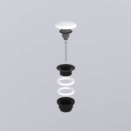 Immagine di Cielo Piletta universale click clack colore nero finitura opaco, con coperchio in ceramica colore bianco finitura lucido PIL01NMB