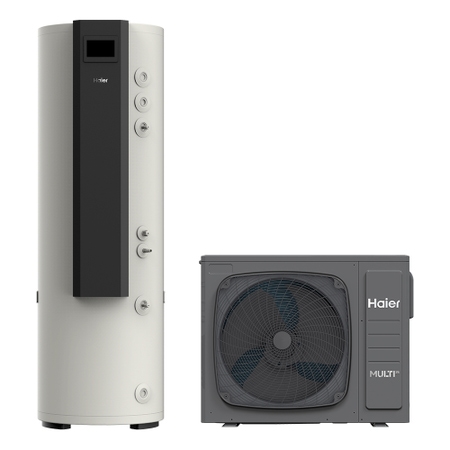 Immagine di Haier MULTI 3S sistema per raffrescamento, riscaldamento a acqua calda sanitaria, serbatoio acqua da 190 L a pavimento | unità esterna 5.5 kW 3U55S2WR1FA+AN200S2ST1FA