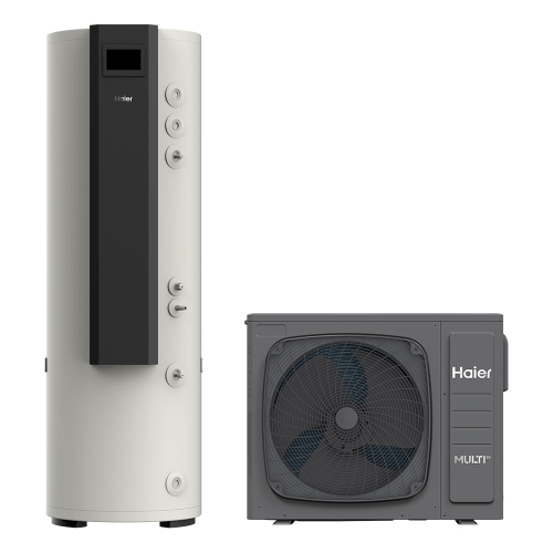Immagine di Haier MULTI 3S sistema per raffrescamento, riscaldamento a acqua calda sanitaria, serbatoio acqua da 190 L a pavimento | unità esterna 5.5 kW 3U55S2WR1FA+AN200S2ST1FA