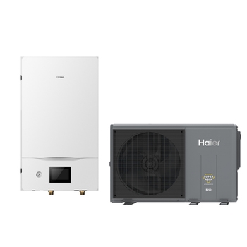 Immagine di Haier R290 SPLIT Sistema composto da pompa di calore Inverter 6 kW monofase e modulo idronico con resistenza di backup 1+2 AW062HUGHA+HU102WAHYA
