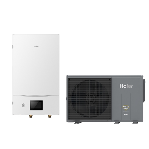 Immagine di Haier R290 SPLIT Sistema composto da pompa di calore Inverter 10 kW monofase e modulo idronico con resistenza di backup 1+2 AW102HUGHA+HU102WAHYA