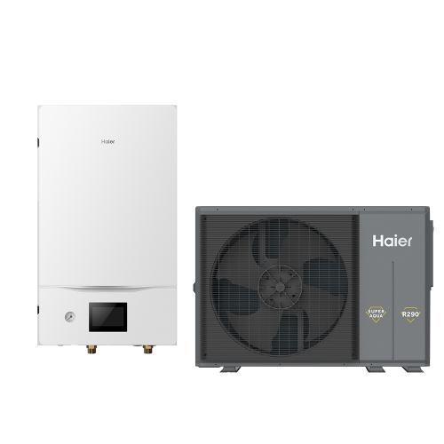 Immagine di Haier R290 SPLIT Sistema composto da pompa di calore Inverter 12 kW trifase e modulo idronico con resistenza di backup 2+4 AW12NHVGHA+HU16NWAHYAE3
