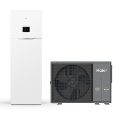 Immagine di Haier ALL IN ONE R290 Sistema composto da pompa di calore Inverter 12 kW trifase e modulo idronico 200 litri per produzione ACS con resistenza di backup 2+4 AW12NHVGHA+HU162F20AHYAE3