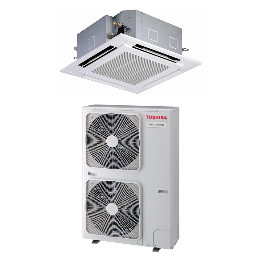 Immagine di Toshiba CASSETTA A 4 VIE 90x90 Climatizzatore a cassetta monosplit inverter | unità esterna DIGITAL INVERTER 14 kW unità interna 48000 BTU RAV-GM1601ATP-E+RAV-HM1601UTP-E