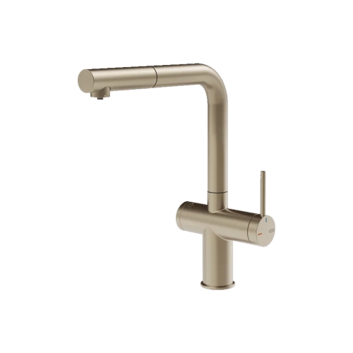 Immagine di Gessi INEDITO miscelatore con bocca girevole per lavello, con funzione acqua filtrata, finitura finox brushed nickel 60572#149