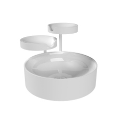 Immagine di Flaminia TAKI lavabo da appoggio composto da tre bacini in ceramica e struttura in acciaio verniciato, senza foro e senza troppopieno, colore bianco finitura lucido TK45A