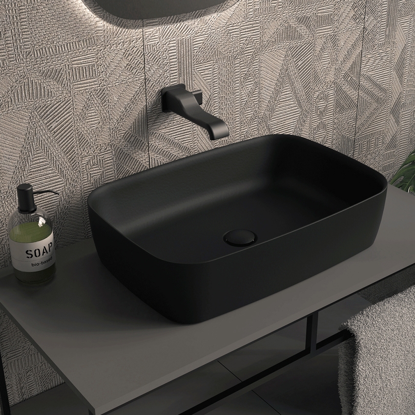 Immagine di Flaminia PLAY lavabo L.62 P.42 cm, da appoggio senza piano rubinetteria e senza troppopieno, colore bianco finitura lucido PY62A