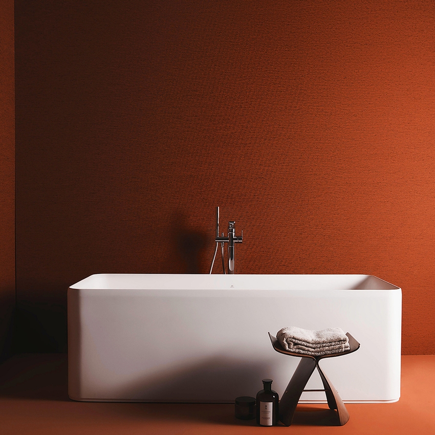 Immagine di Ideal Standard CONCA vasca centro stanza L.180 P.80 cm, con colonna di scarico e telaio, colore bianco finitura opaco K8830EN