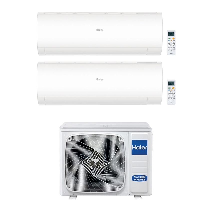 Immagine di Haier PEARL R32 Climatizzatore a parete dual split inverter Wi-Fi bianco | unità esterna 10,5 kW unità interne 18000+18000 BTU 5U105S2SS5FA+AS[50|50]PDAHRA