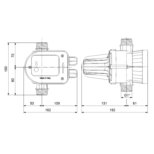 Immagine di Grundfos PRESSURE MANAGER PM 1-1.5 Unità per controllo automatico avvio/arresto delle pompe, senza spina, pressione di avviamento 1.5 bar 93159123