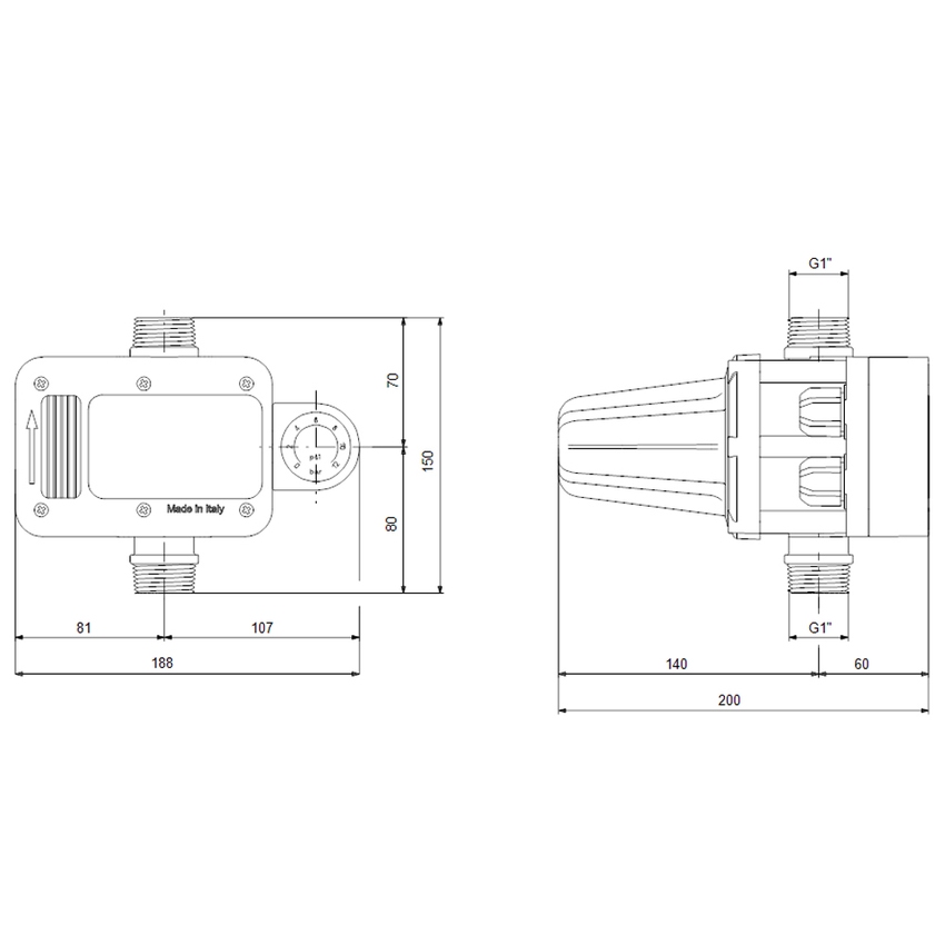 Immagine di Grundfos PRESSURE MANAGER PM 2-1.5-5 Unità per controllo automatico avvio/arresto delle pompe, con spina Shuko, pressione di avviamento 1.5-5 bar 93264954