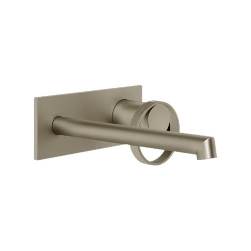 Immagine di Gessi ANELLO miscelatore lavabo a parete P.21 cm, senza scarico, finitura finox brushed nickel 63389#149