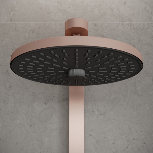 Immagine di Ideal Standard ALU+ soffione rotondo Ø 26 cm, a 2 funzioni, con selettore manuale, colore rosè BD581RO