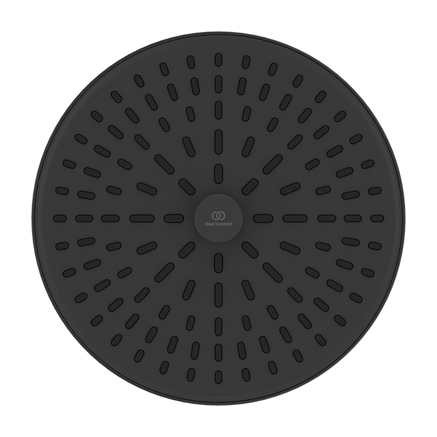 Immagine di Ideal Standard ALU+ soffione rotondo Ø 26 cm, a 2 funzioni, con selettore manuale, colore nero seta finitura opaco BD581XG